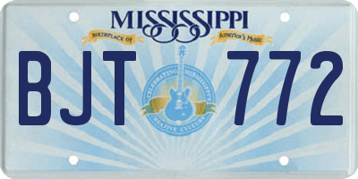 MS license plate BJT772