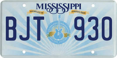 MS license plate BJT930