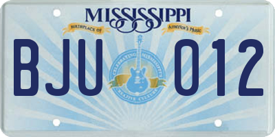 MS license plate BJU012