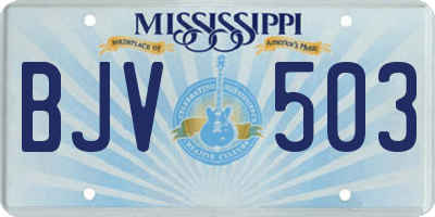 MS license plate BJV503