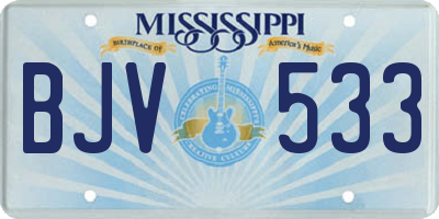 MS license plate BJV533