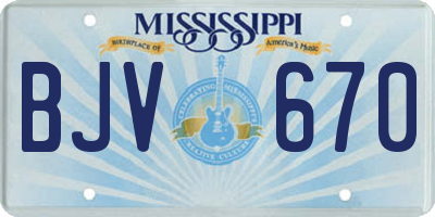 MS license plate BJV670