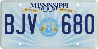 MS license plate BJV680