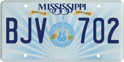 MS license plate BJV702