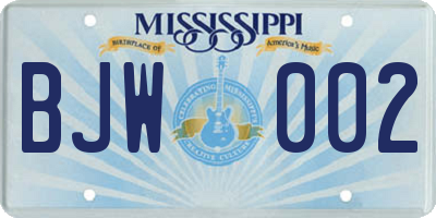MS license plate BJW002