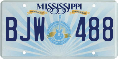 MS license plate BJW488