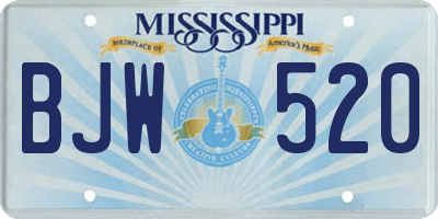 MS license plate BJW520