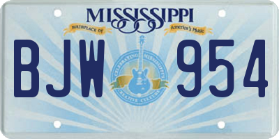 MS license plate BJW954