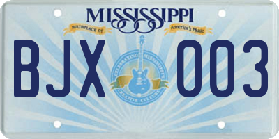 MS license plate BJX003