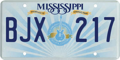 MS license plate BJX217