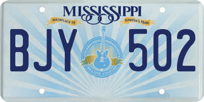 MS license plate BJY502