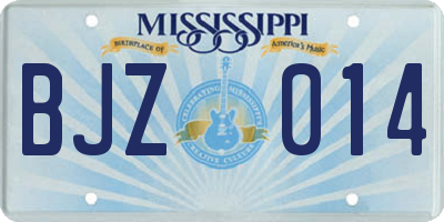 MS license plate BJZ014