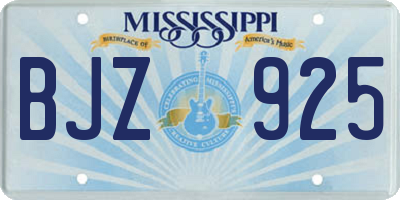 MS license plate BJZ925