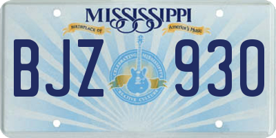 MS license plate BJZ930