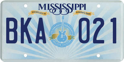 MS license plate BKA021