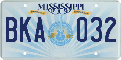 MS license plate BKA032