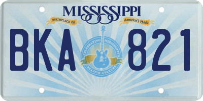 MS license plate BKA821