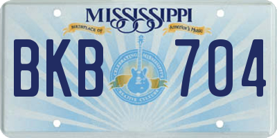 MS license plate BKB704