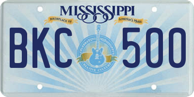 MS license plate BKC500