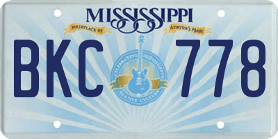 MS license plate BKC778