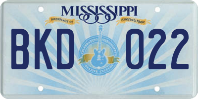 MS license plate BKD022