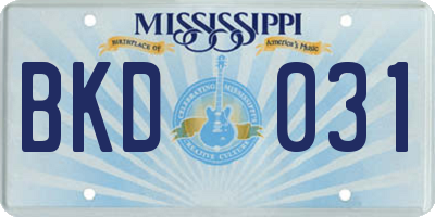 MS license plate BKD031