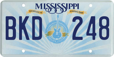 MS license plate BKD248