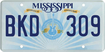 MS license plate BKD309