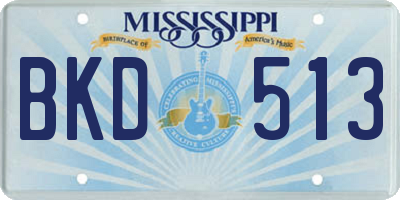 MS license plate BKD513