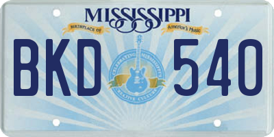 MS license plate BKD540