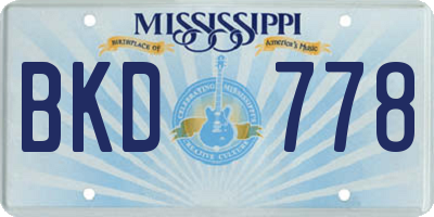 MS license plate BKD778