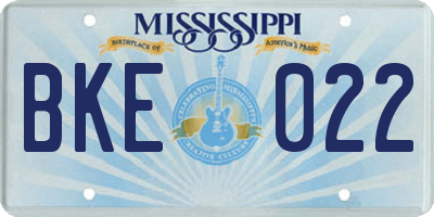 MS license plate BKE022