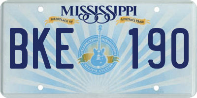 MS license plate BKE190