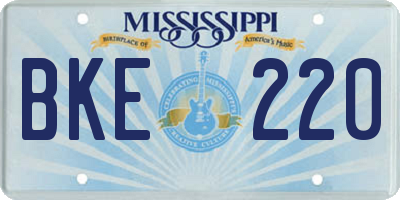 MS license plate BKE220