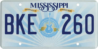 MS license plate BKE260