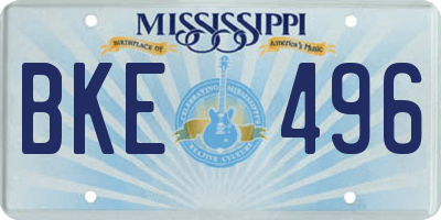 MS license plate BKE496