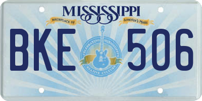 MS license plate BKE506