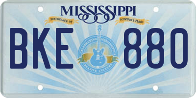 MS license plate BKE880