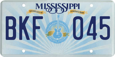 MS license plate BKF045