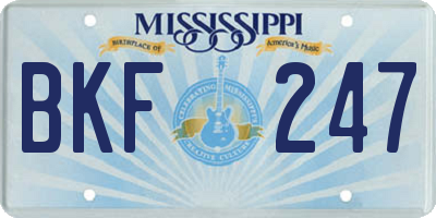 MS license plate BKF247