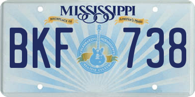 MS license plate BKF738