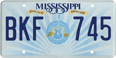 MS license plate BKF745