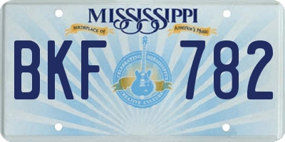 MS license plate BKF782
