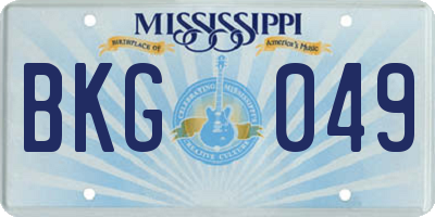 MS license plate BKG049