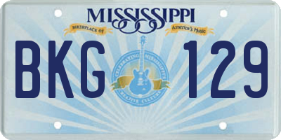 MS license plate BKG129