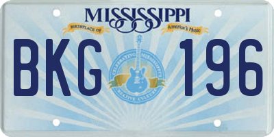 MS license plate BKG196