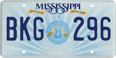MS license plate BKG296