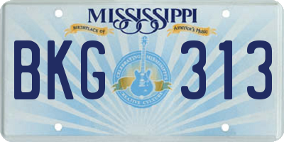 MS license plate BKG313