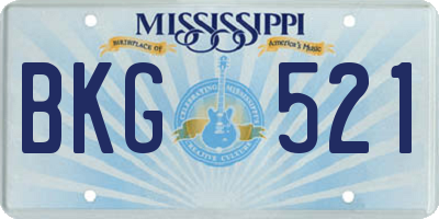 MS license plate BKG521