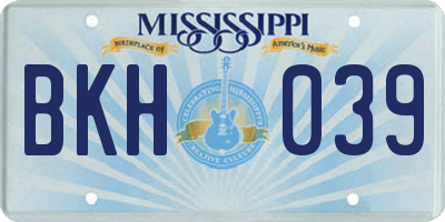 MS license plate BKH039